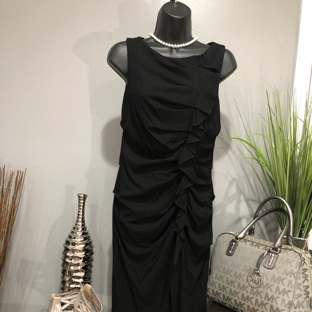 STYLISH BLACK RUFFLE DRESS - Picture 5 of 7